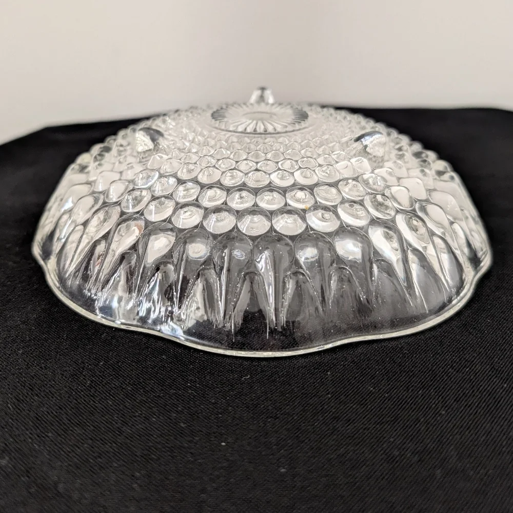 Vintage Clear Glass Small Footed Candy Dish Bowl Hobnail Scalloped 6.25
